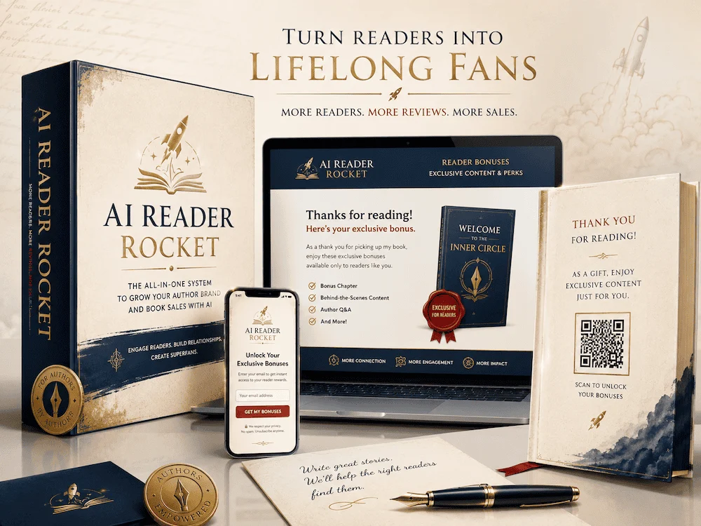 AI Reader Rocket software box and dashboard preview showing document summaries on laptop and phone